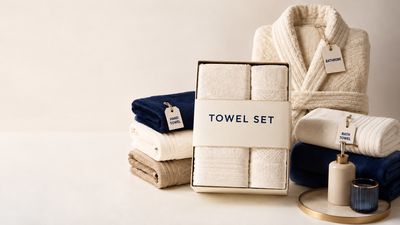 Folded cotton towels assortment