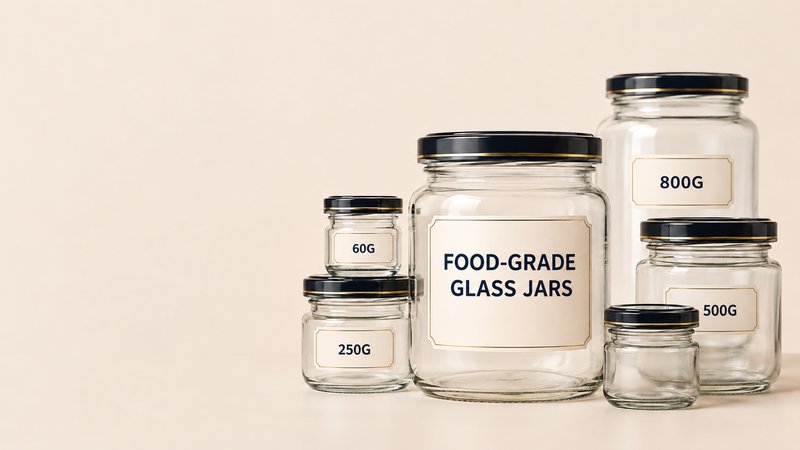 Clear food-grade glass jars